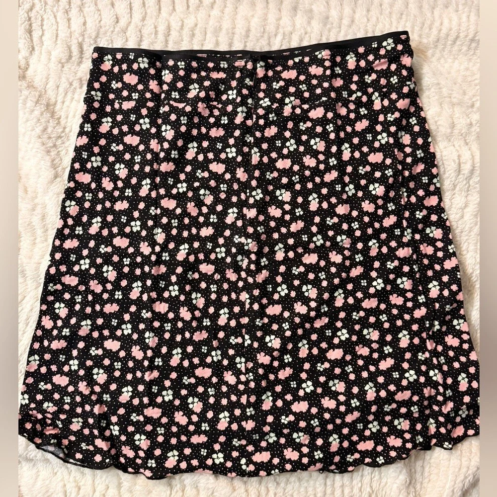 Free People Floral Mini‎ Slip Skirt NWT Black Motif Pink Ditsy Print Size 4